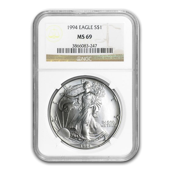 1994 Silver American Eagle MS-69 NGC 1994 Silver American Eagle MS-69 NGC